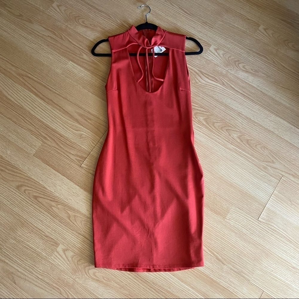NWT Charlotte Russe Red Orange Bodycon Dress Medium